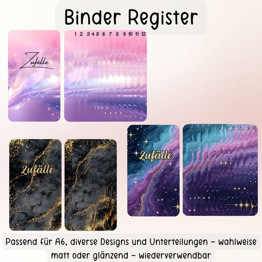 Binder Register A6 - 6er, 10er, 12er