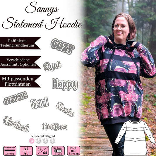 Sannys Statement Hoodie – Gr 32-64 – E-Book und Nähanleitung
