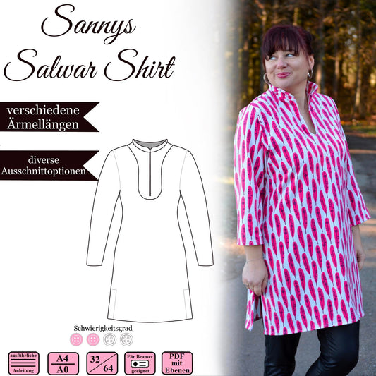 Sannys Salwar Shirt – 32-64 - E-Book und Nähanleitung