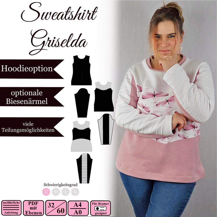 Damen Sweatshirt "Griselda" - 32-60 - Ebook und Nähanleitung