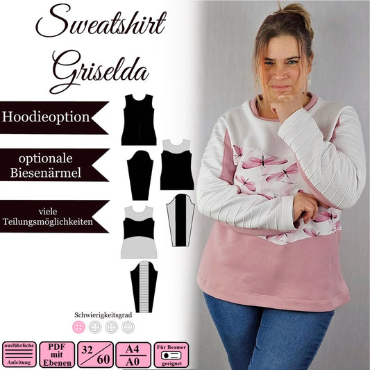 Damen Sweatshirt "Griselda" - 32-60 - Ebook und Nähanleitung