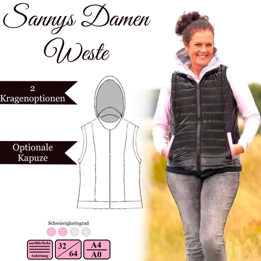 Sannys Damen Weste - Größe 32-64 - EBook und Nähanleitung