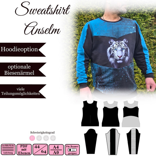 Herren Sweatshirt "Anselm" - 44-64 - Ebook und Nähanleitung