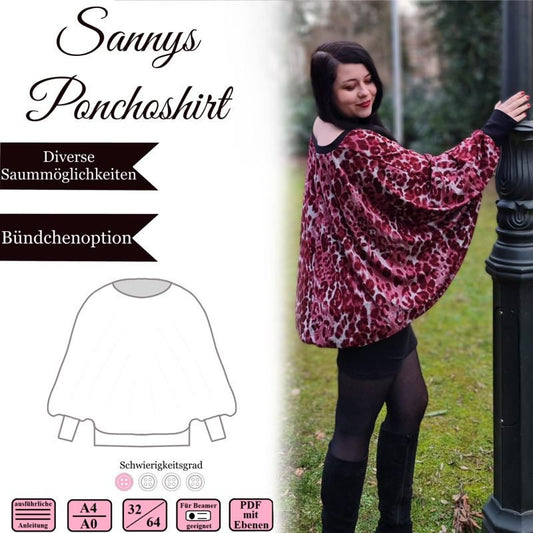 Sannys Ponchoshirt – Gr 32-64 – EBook und Nähanleitung